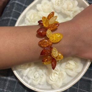 Elegant Amber Leaf Bracelet